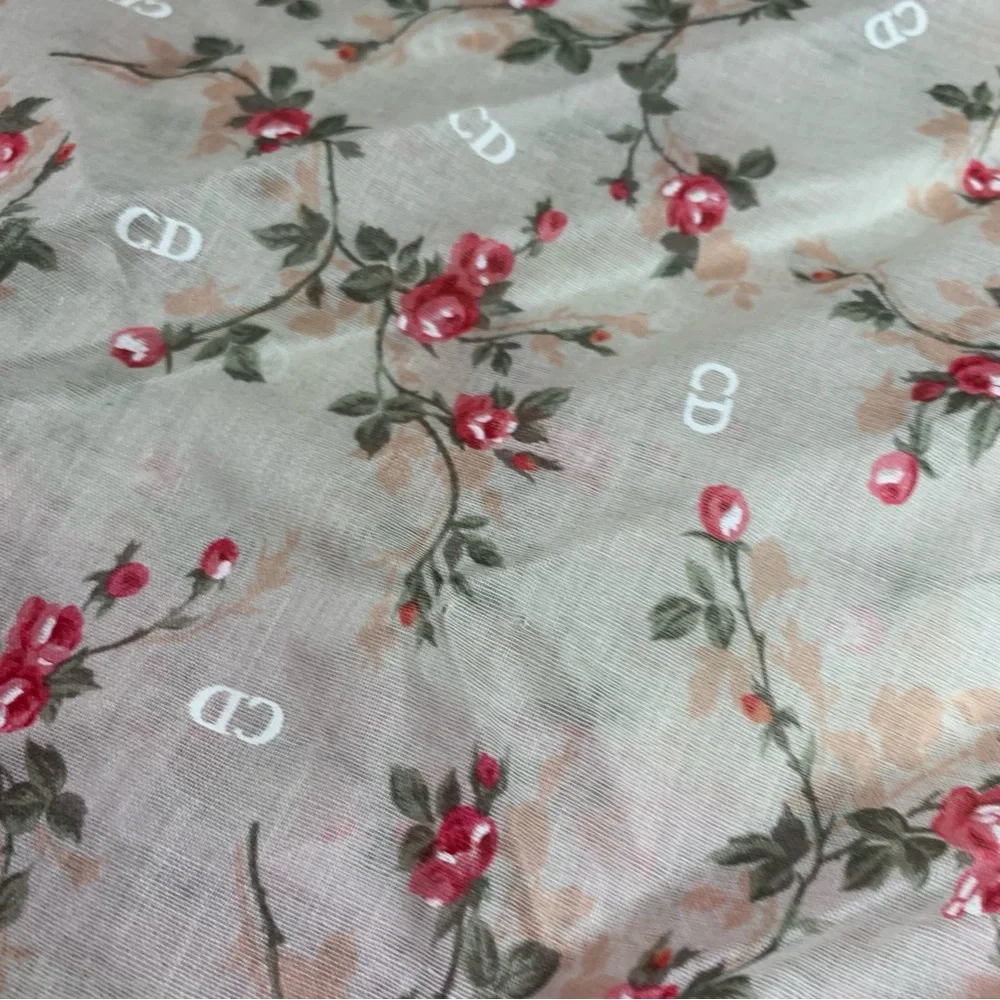 Dior Pink and Cream Floral Scarf - Picture 7 of 11